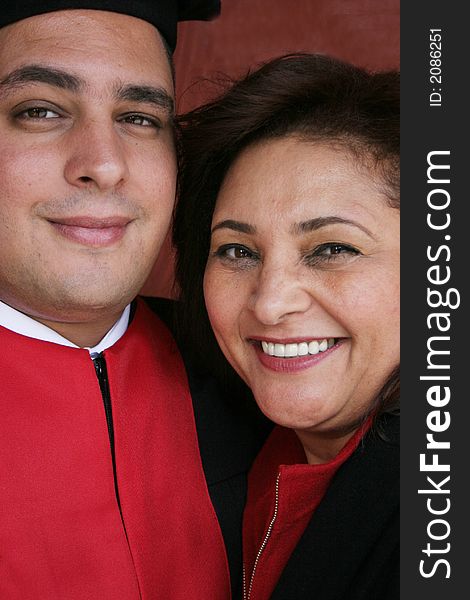 Close crop portrait of happy mother and son