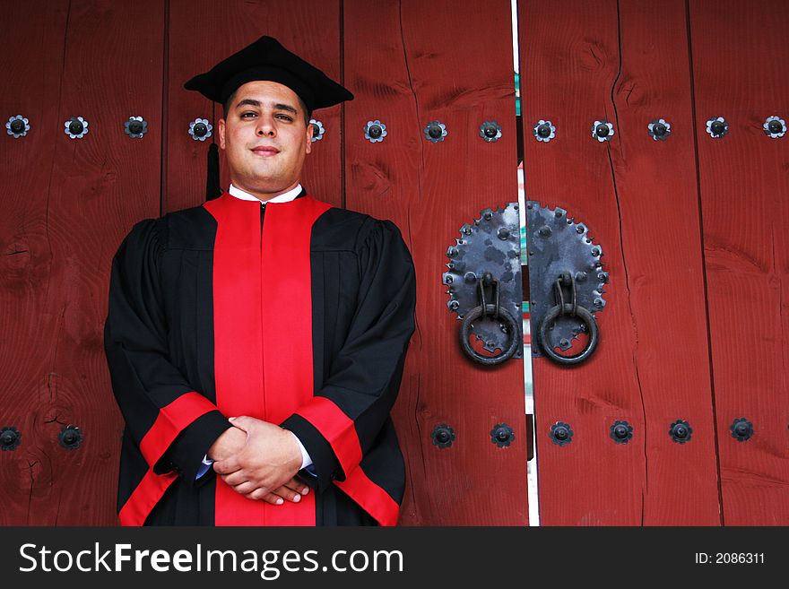 University student on the day of his graduation ceremony. University student on the day of his graduation ceremony.