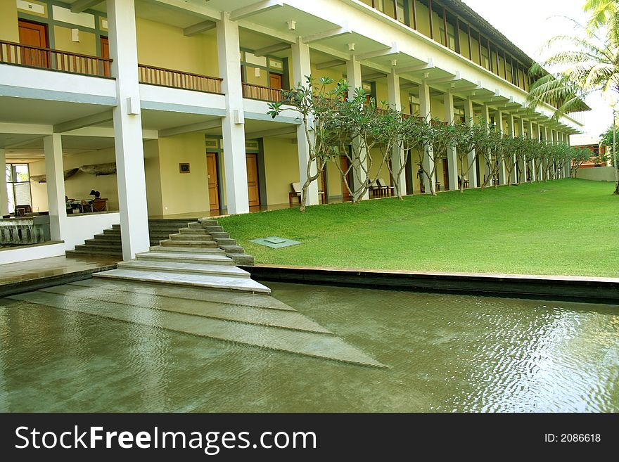 Green Grass and coconuts in a hotel