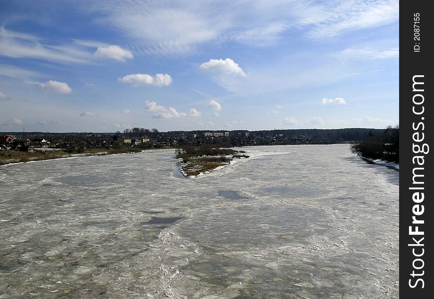 A frozen river Daugava in Latvia. A frozen river Daugava in Latvia.