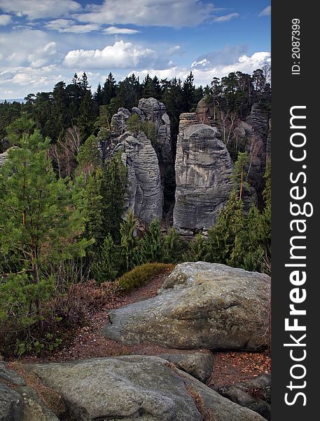 Rocky town of Prachov Rocks, Czech Republic