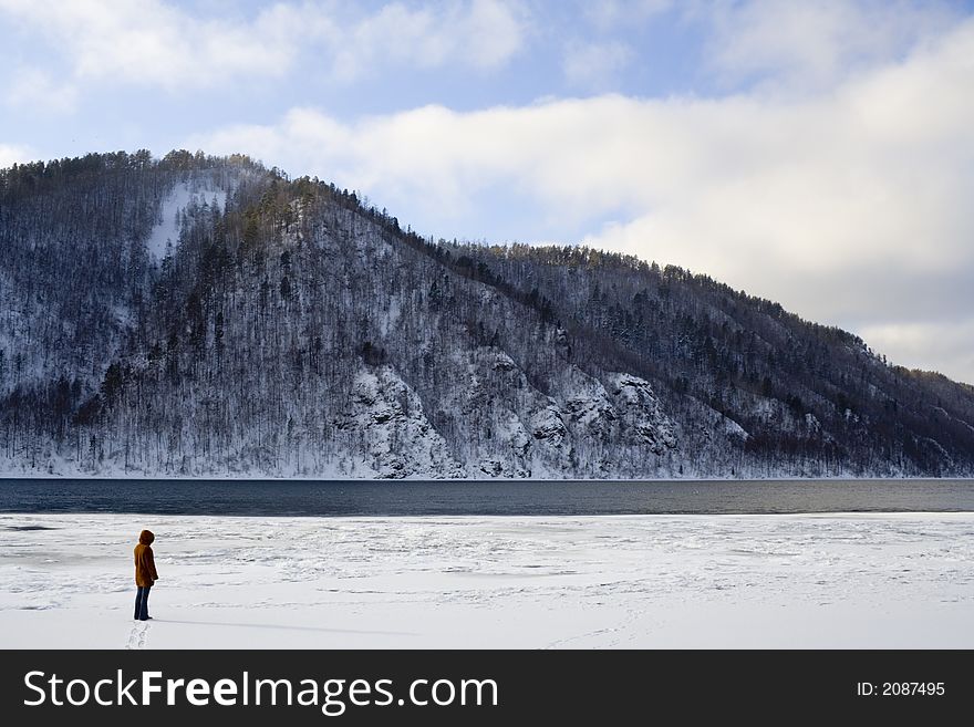 River Angara near lake Baikal in january)