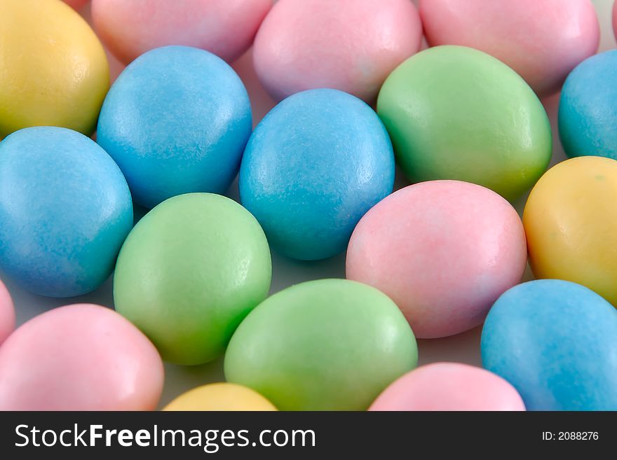 Close up shot of pastel easter candies, close-up. Close up shot of pastel easter candies, close-up
