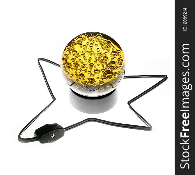 The yellow lamp sphere with wire