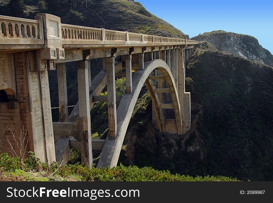 A beautiful bridge located on Highway One, California. A beautiful bridge located on Highway One, California