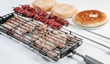 Grilled Chicken And Kebab With Bread Royalty Free Stock Photo Grilled Chicken And Kebab With Bread Royalty Free Stock Photo