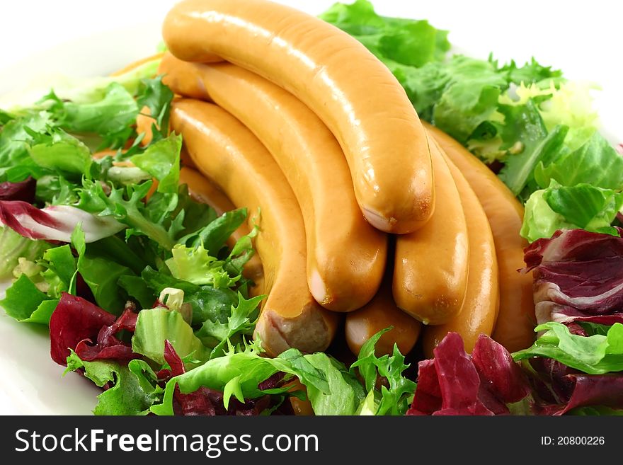 Fresh vegetable Salad healthy food on the white dish with a white background