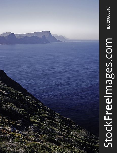 The Cape peninsula near Cape Town - looking from Cape Point up the eastern side.