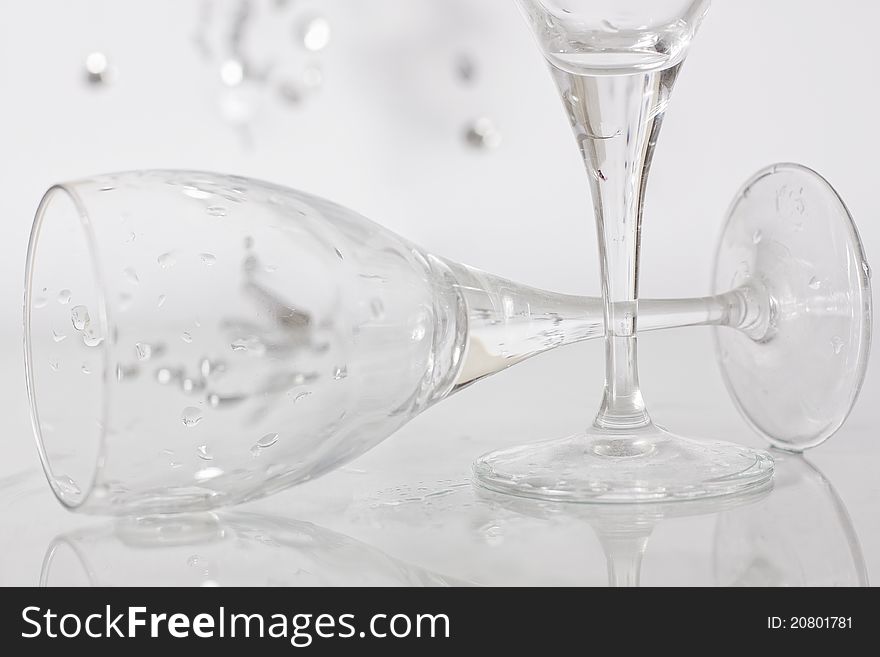 Watery glasses with silver glitters