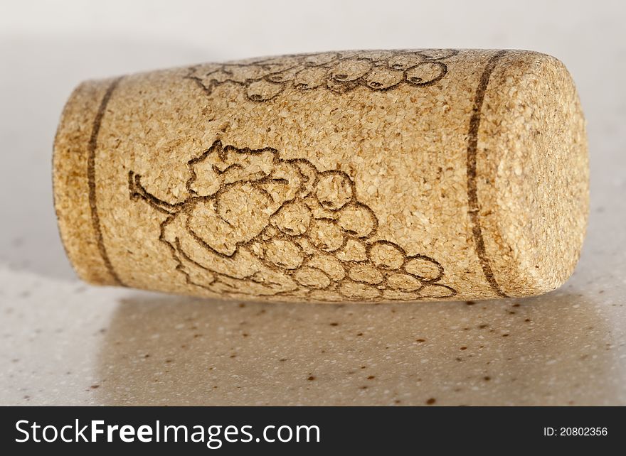 Wine cork on table close up