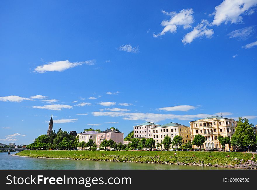 Buildings on the banks of Salzburg river