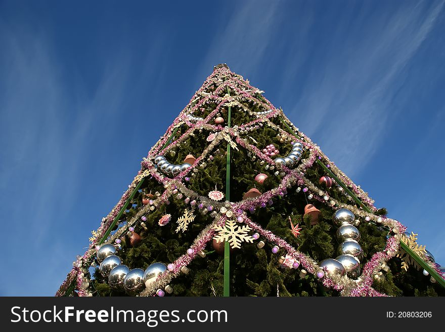 Christmas tree with colorful decorations