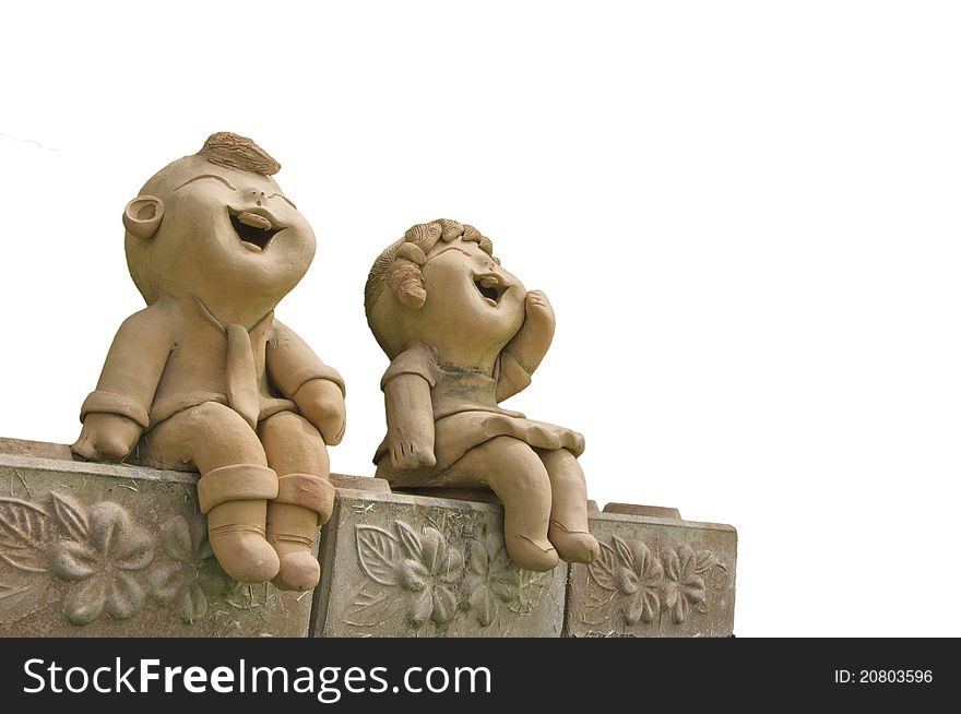 Child smile statue To enjoy a cheerful and bright.