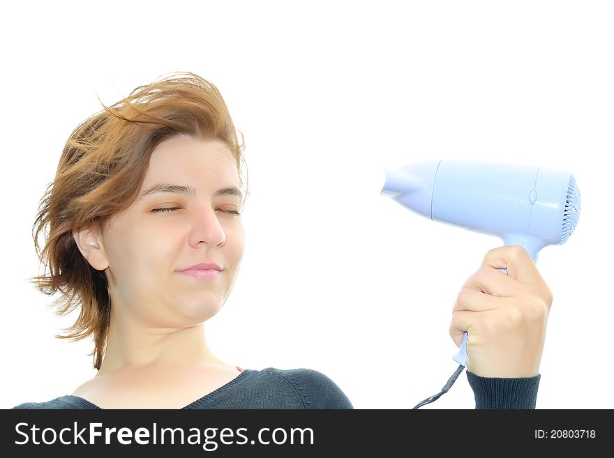 Woman Holding Hair Dryer