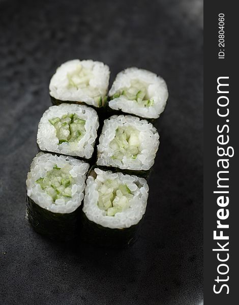 Japanese Food Sushi cucumber Roll maki. Japanese Food Sushi cucumber Roll maki