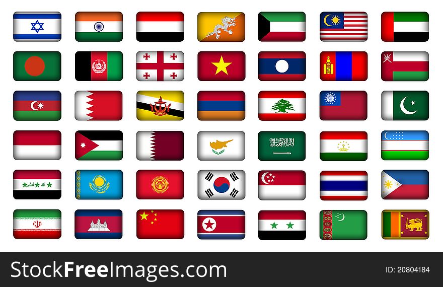 Flags Of Asia, Countries, Nations, Colours