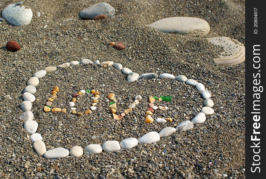 Heart from stones on the beach. Heart from stones on the beach.