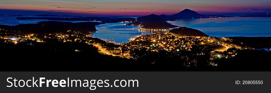 Mali Losinj Bay Panoramic View At Dusk