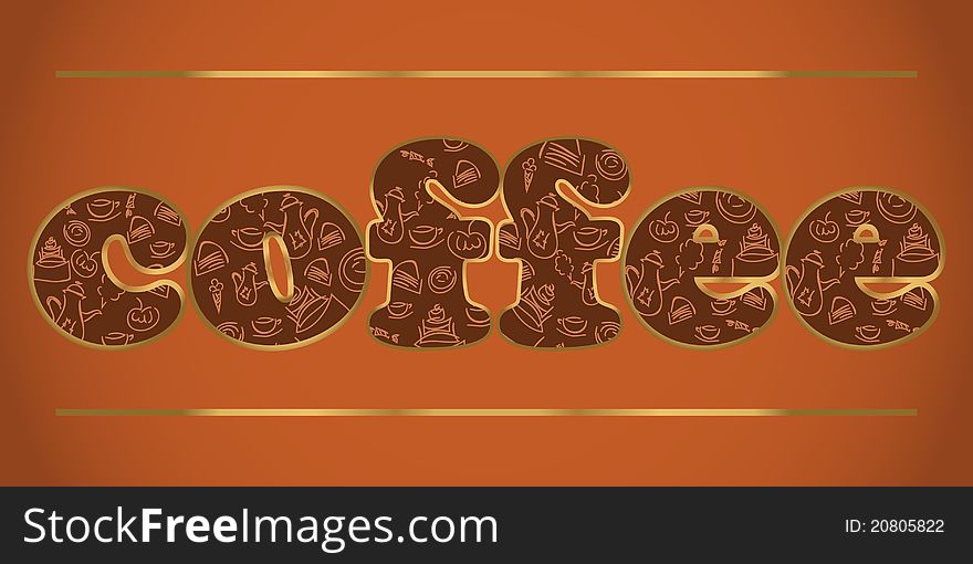 Coffee label - the word coffee on a brown background
