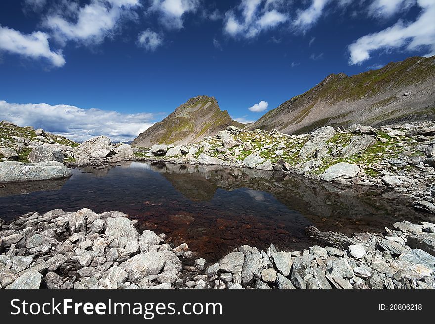 Small lake in high mountain during summer. Small lake in high mountain during summer