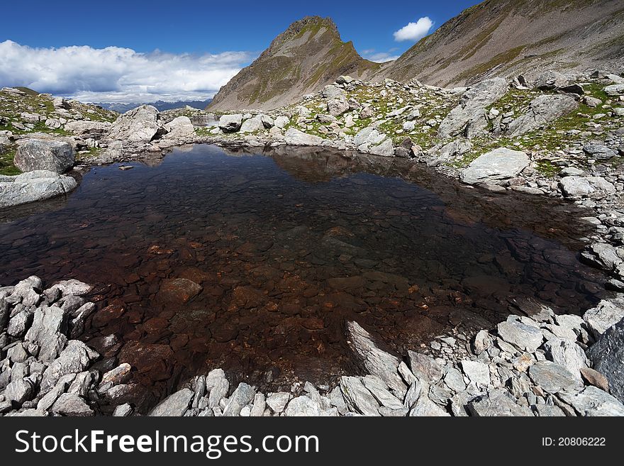 Small lake in high mountain during summer. Small lake in high mountain during summer