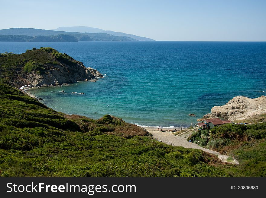 View of beautiful bay in Skiathos, Greece