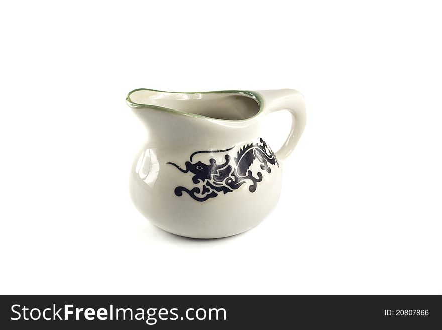 Chinese ceramic tea mug isolated on white background