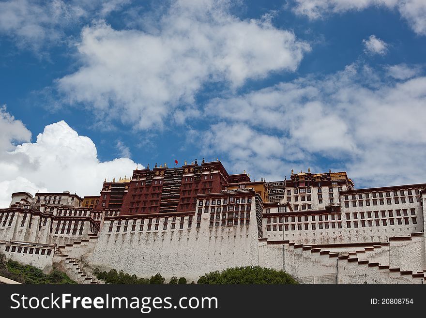 Potala palace and cloudscape blue sky in Lhasa ,Tibet