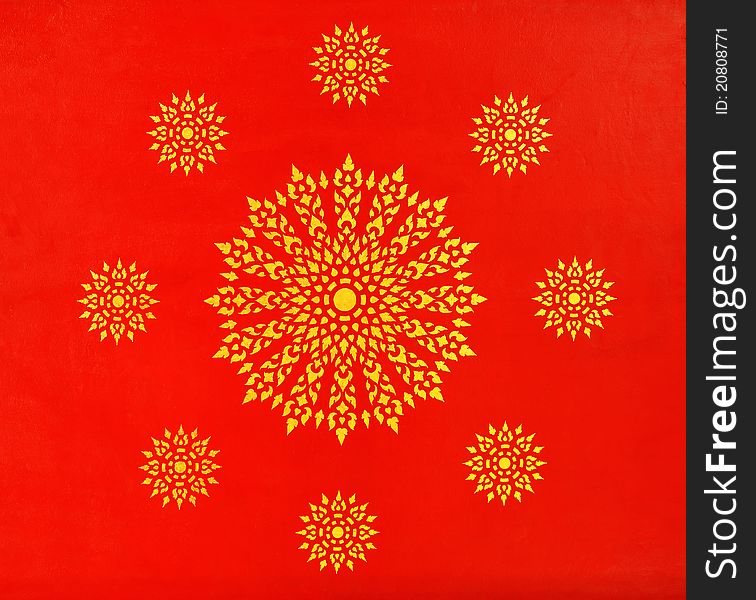 Traditional Thai style painting of a ceiling