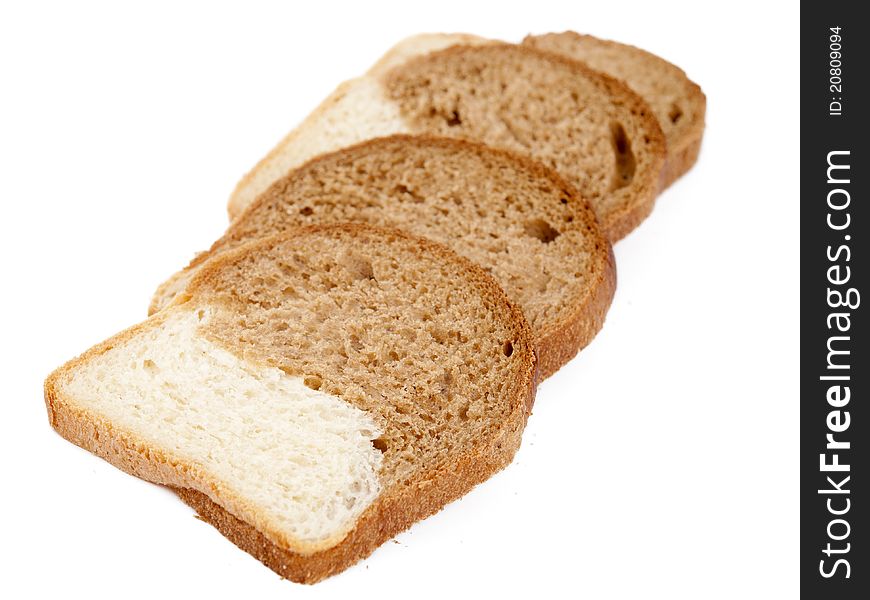Sliced bread on a white background