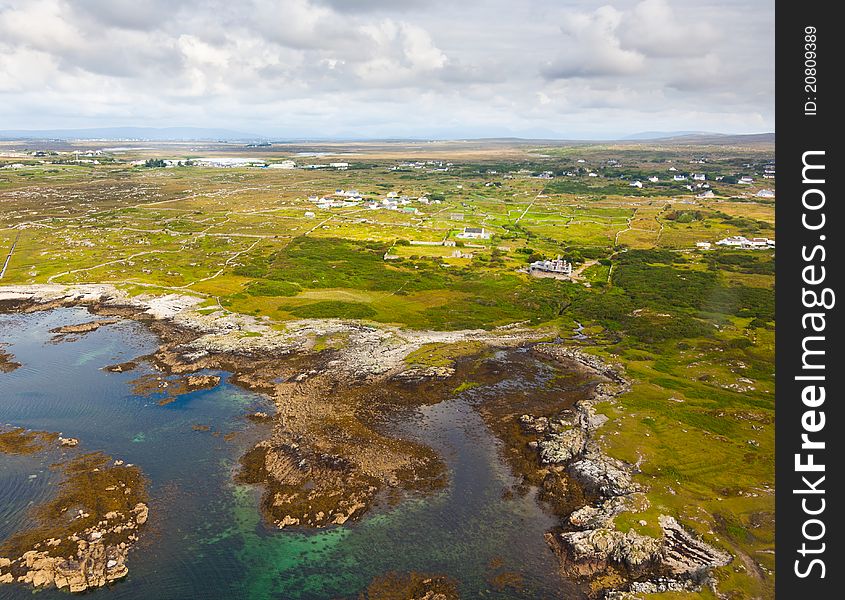 Aerial view of the Coast of Conemara, county Galway, Ireland. Aerial view of the Coast of Conemara, county Galway, Ireland.