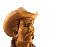 Old Cowboy Wood Carved Stock Image