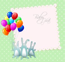 Vector Happy Birthday Card With Rabbits Stock Photography Vector Happy Birthday Card With Rabbits Stock Photography