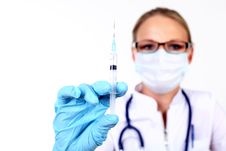 Young Female Doctor With Syringe Stock Photography Young Female Doctor With Syringe Stock Photography