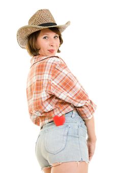 Cowboy Woman With A Heart In Your Pocket. Stock Photography Cowboy Woman With A Heart In Your Pocket. Stock Photography