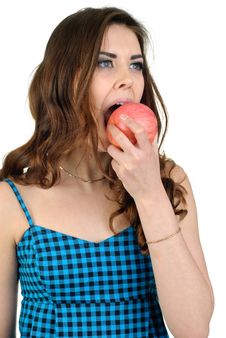 Young Beautiful Woman With Fruit In Studio Stock Photos