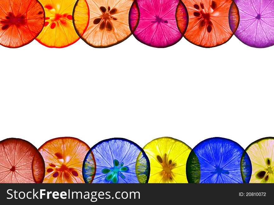 Colorful Lemon Pieces Whit White Space