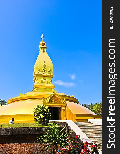 Golden Pagoda In The Northeast Of Thailand