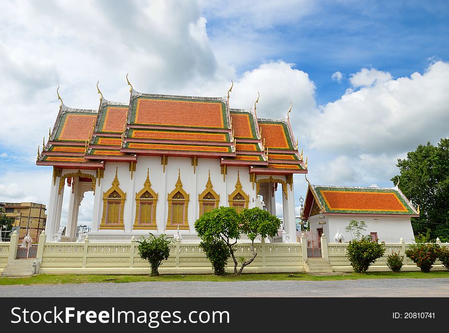 Thai temple with sky in nakhonratchasima of thailand. Thai temple with sky in nakhonratchasima of thailand