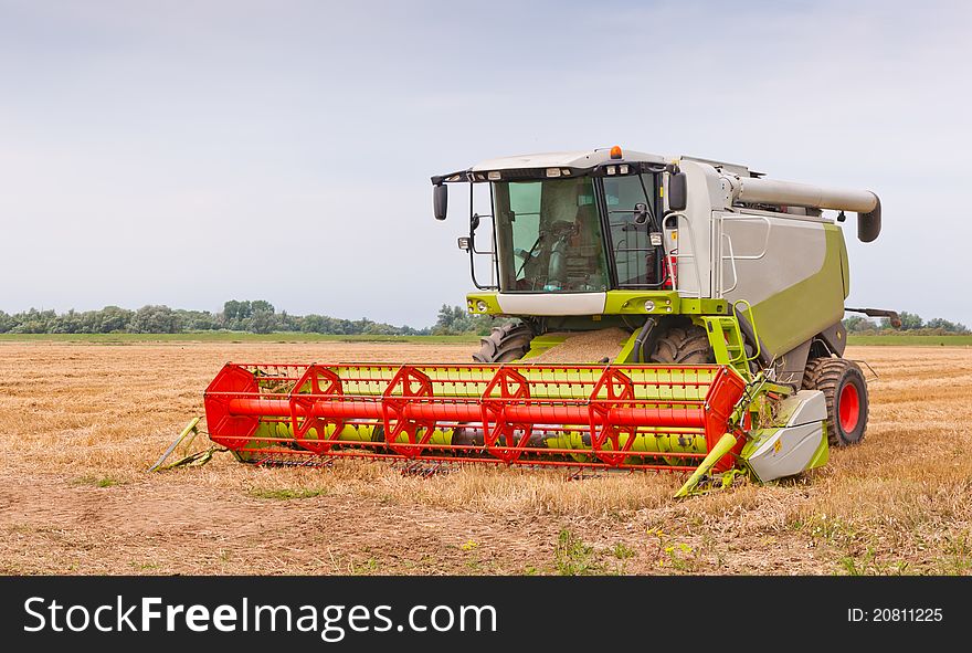 A Closeup Of A Combine After Work