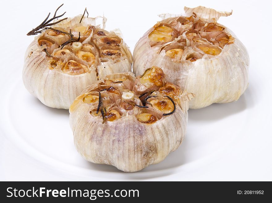 Fresh garlic with rosemary grilled