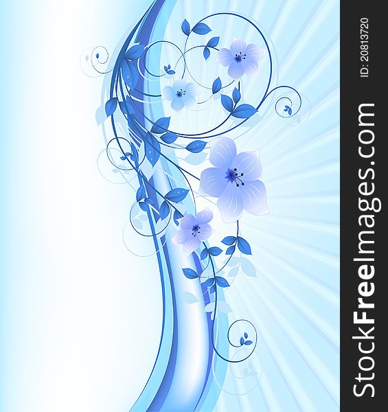 Art blue image design floral spring vector bright nature element flower abstract. Art blue image design floral spring vector bright nature element flower abstract