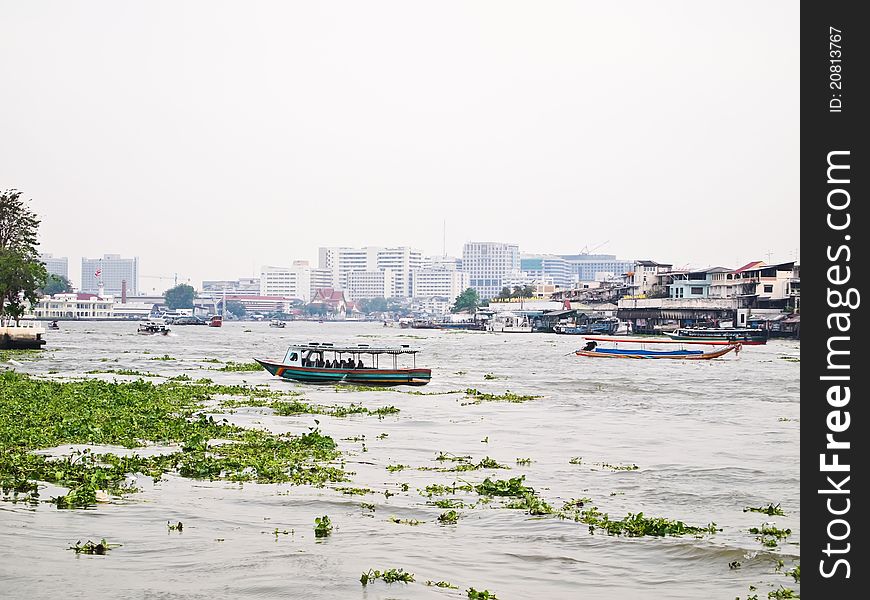 View on Chao Phraya river at afternoon , Bangkok in Thailand