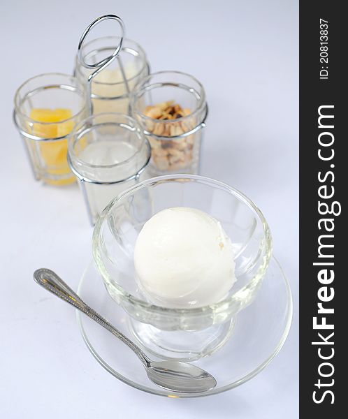 White vanilla ice cream scoop