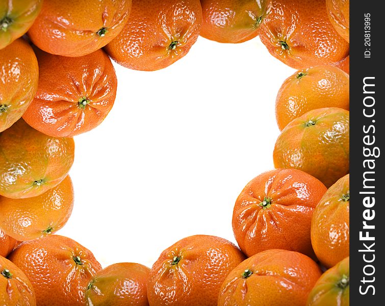 Fresh healthy mandarin citrus fruit on white background