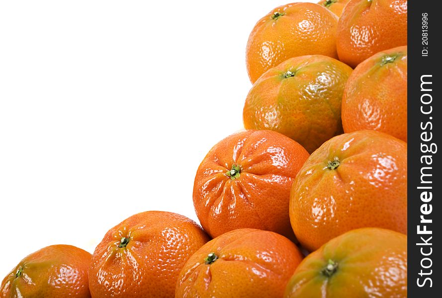 Fresh healthy mandarin citrus fruit on white background