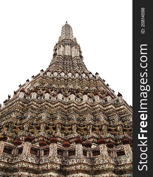 Isolated of Pagoda in the Wat Arun (Temple of the Dawn) is a Buddhist temple (wat) in the Bangkok Yai district of Bangkok, Thailand, on the Thonburi west bank of the Chao Phraya River. Isolated of Pagoda in the Wat Arun (Temple of the Dawn) is a Buddhist temple (wat) in the Bangkok Yai district of Bangkok, Thailand, on the Thonburi west bank of the Chao Phraya River.