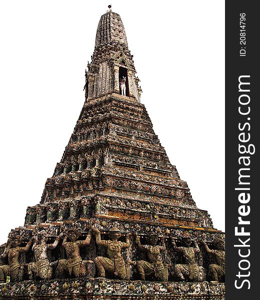 Pagoda with white Isolated in Wat Arun , Bangkok