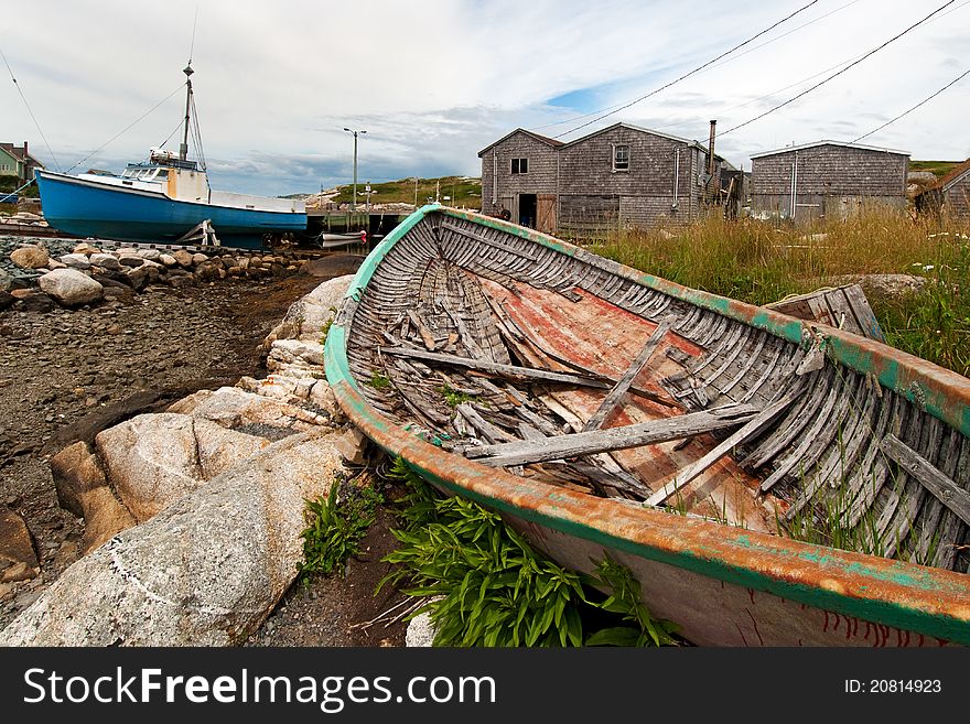 Picturesque fishing village in nova scotia; wide angle. Picturesque fishing village in nova scotia; wide angle