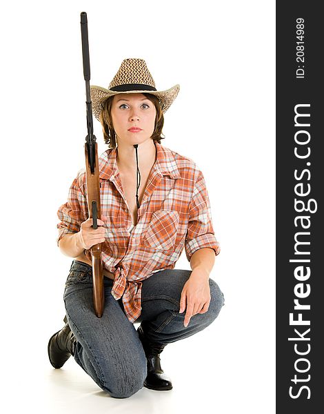 Cowboy woman with a gun.